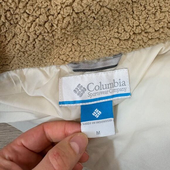 Columbia Beige Leadbetter Point II Sherpa Hybrid Short Puffer Jacket sz M - Picture 5 of 11
